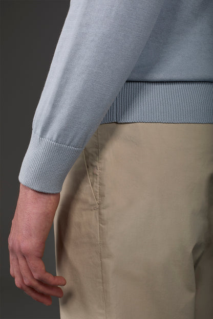 Men's crew neck sweater in bio-washed 100% cotton