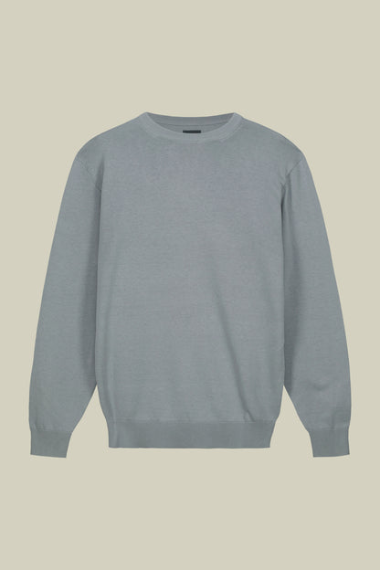 Men's crew neck sweater in bio-washed 100% cotton