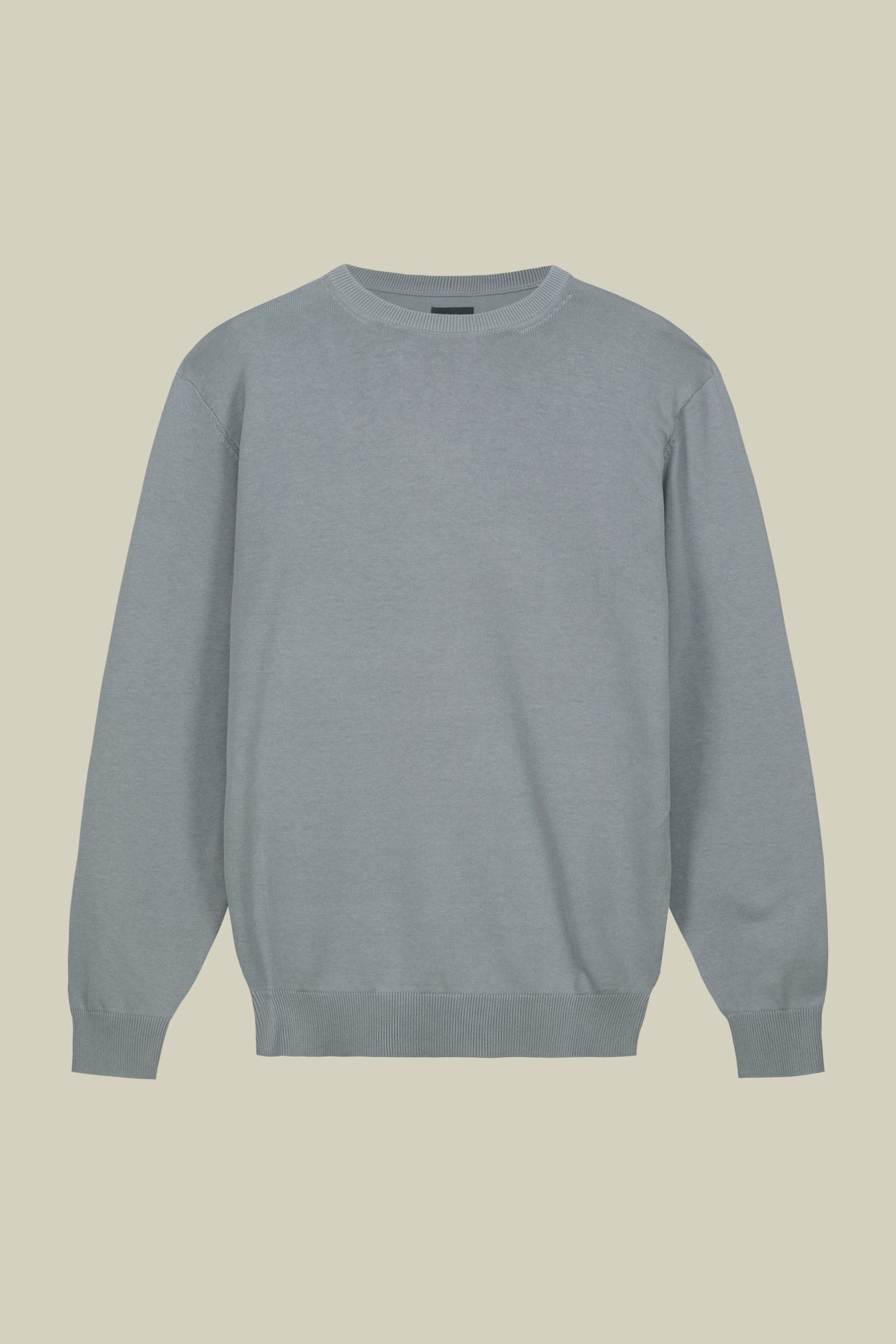 Men's crew neck sweater in bio-washed 100% cotton