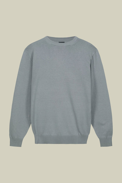 Men's crew neck sweater in bio-washed 100% cotton