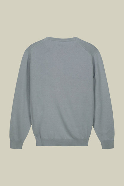 Men's crew neck sweater in bio-washed 100% cotton