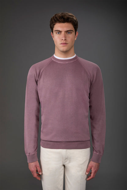 Men's crew neck pure cotton sweater with raglan sleeves