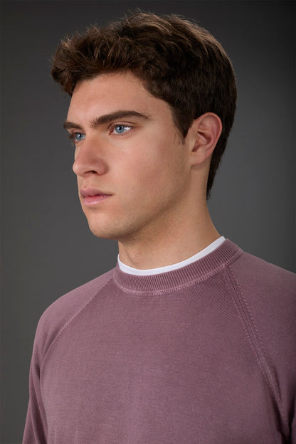 Men's crew neck pure cotton sweater with raglan sleeves