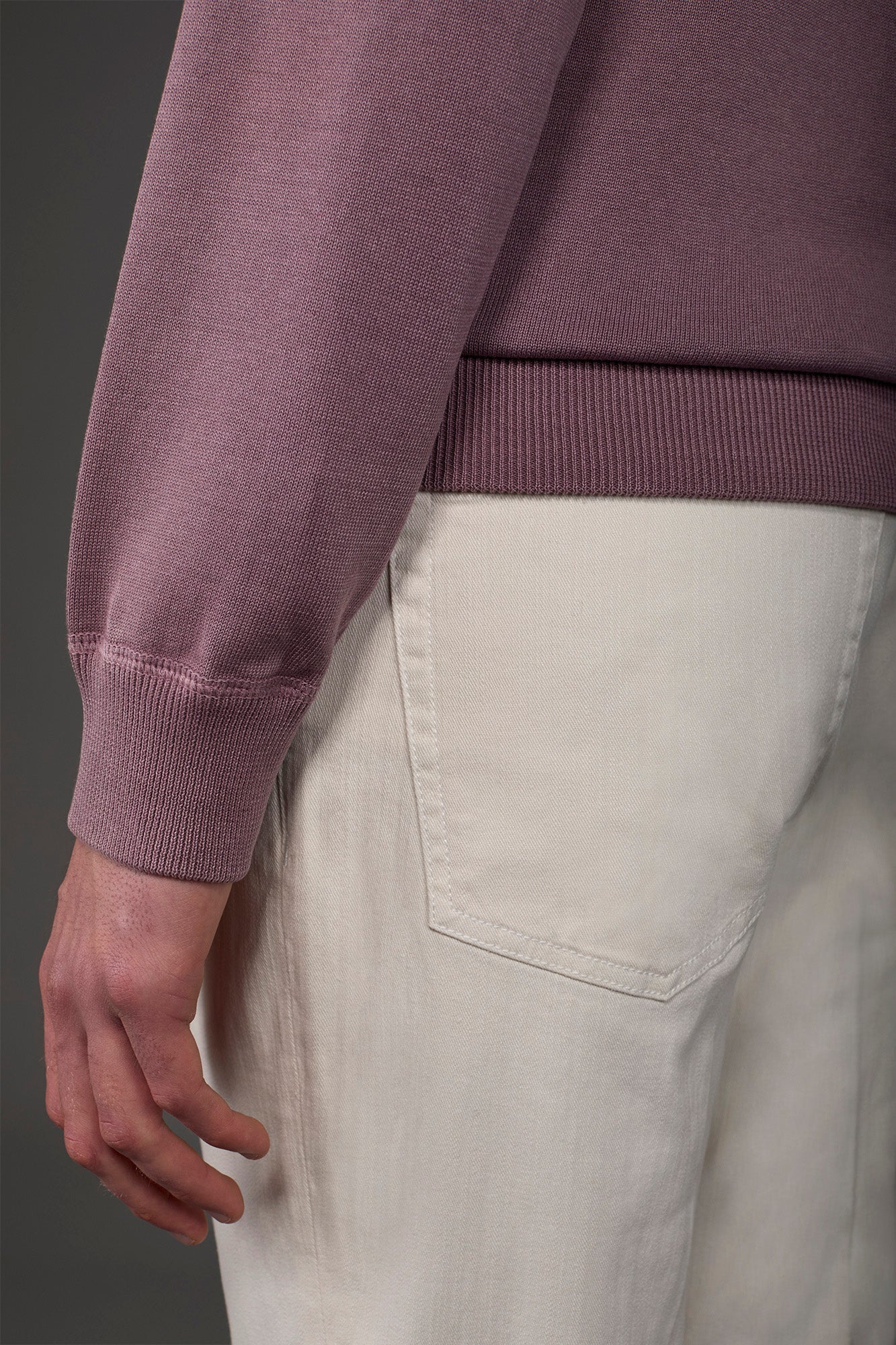 Men's crew neck pure cotton sweater with raglan sleeves