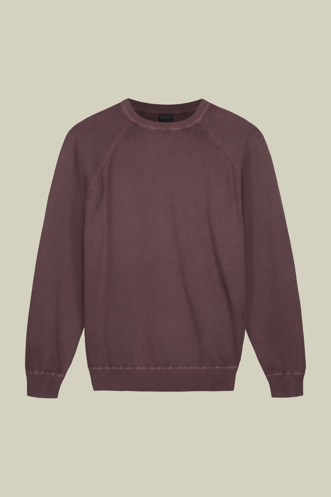 Men's crew neck pure cotton sweater with raglan sleeves