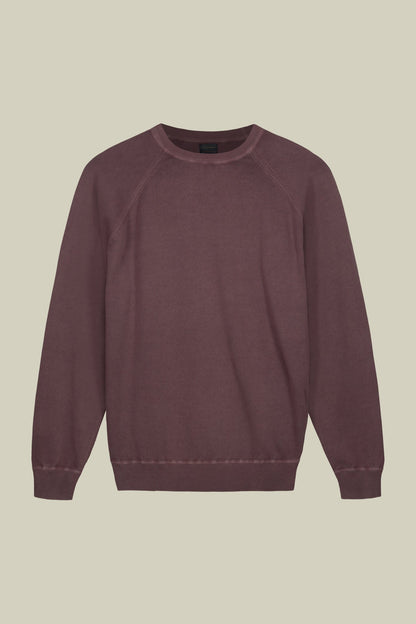 Men's crew neck pure cotton sweater with raglan sleeves