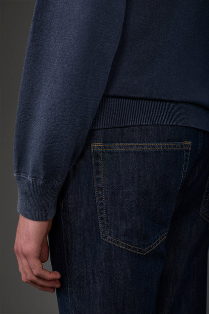 Men's crew neck pure cotton sweater with raglan sleeves