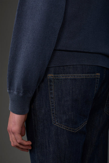 Men's crew neck pure cotton sweater with raglan sleeves