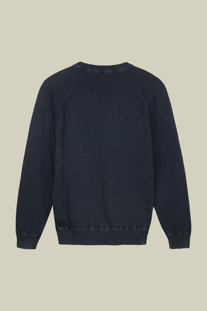 Men's crew neck pure cotton sweater with raglan sleeves
