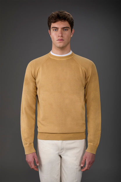 Men's crew neck pure cotton sweater with raglan sleeves