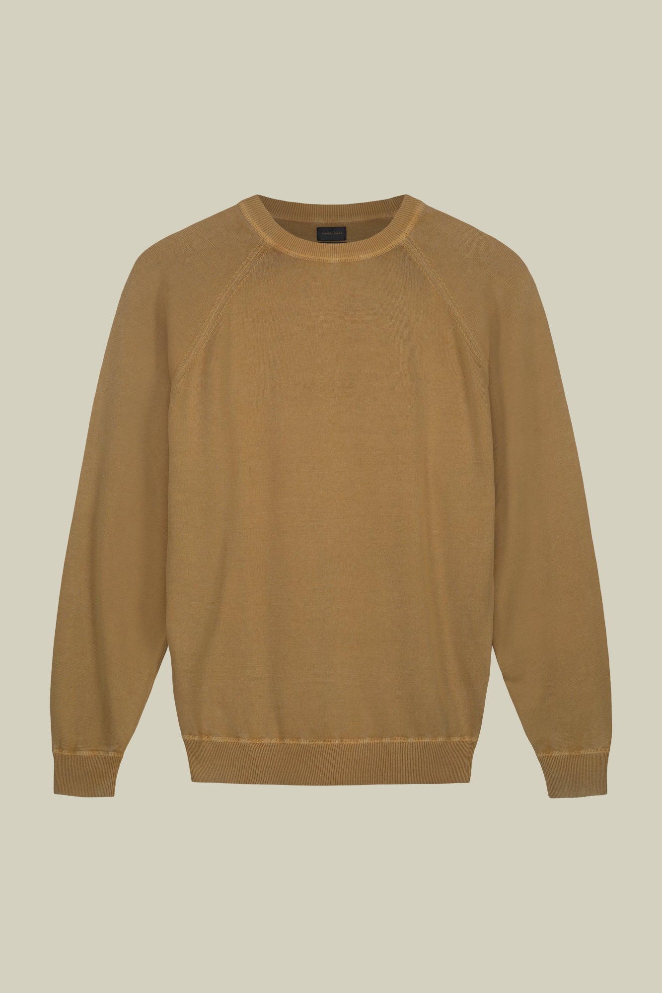 Men's crew neck pure cotton sweater with raglan sleeves