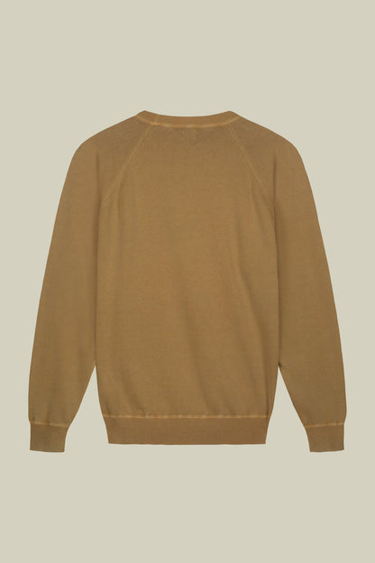 Men's crew neck pure cotton sweater with raglan sleeves