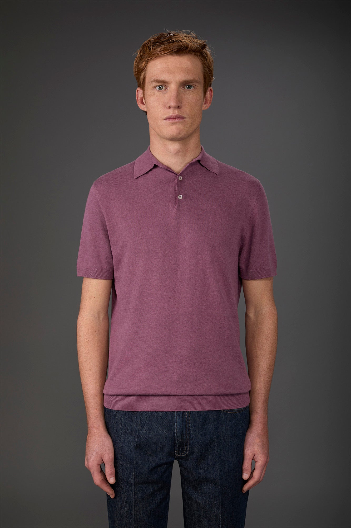 Men's short-sleeved knitted polo shirt