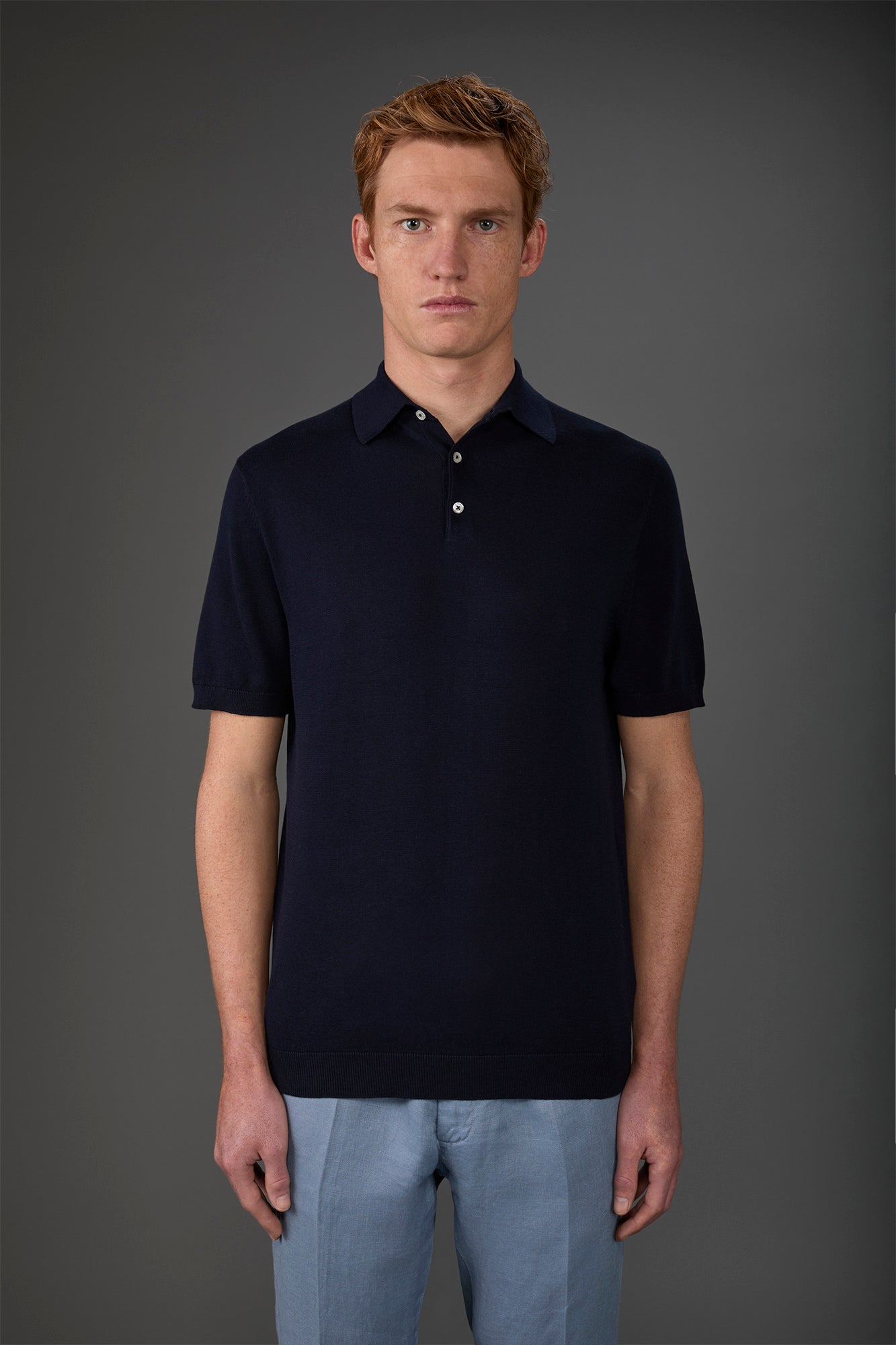 Men's short-sleeved knitted polo shirt