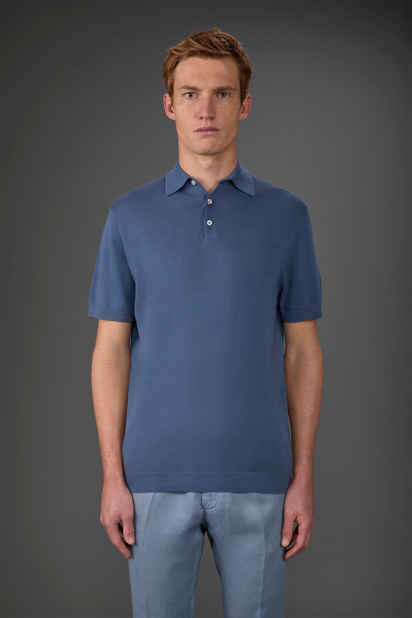 Men's short-sleeved knitted polo shirt