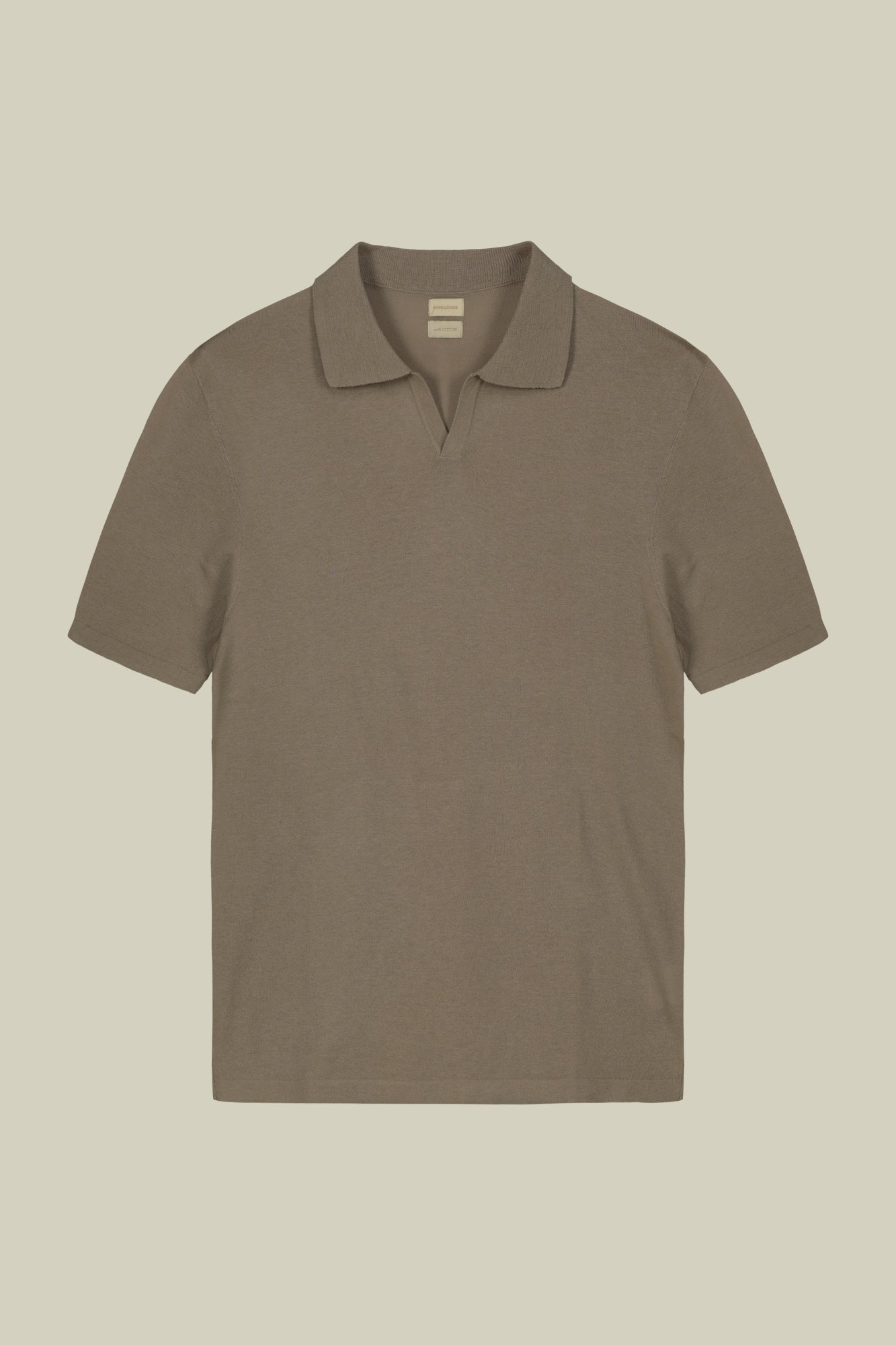 Men's 100% cotton crepe short-sleeved knitted polo shirt with derby collar