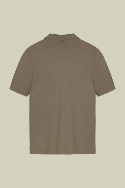 Men's 100% cotton crepe short-sleeved knitted polo shirt with derby collar