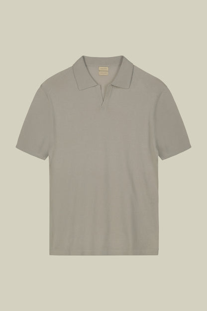 Men's 100% cotton crepe short-sleeved knitted polo shirt with derby collar