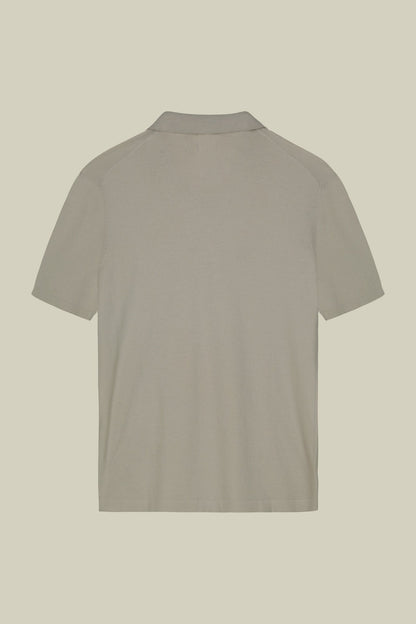 Men's 100% cotton crepe short-sleeved knitted polo shirt with derby collar