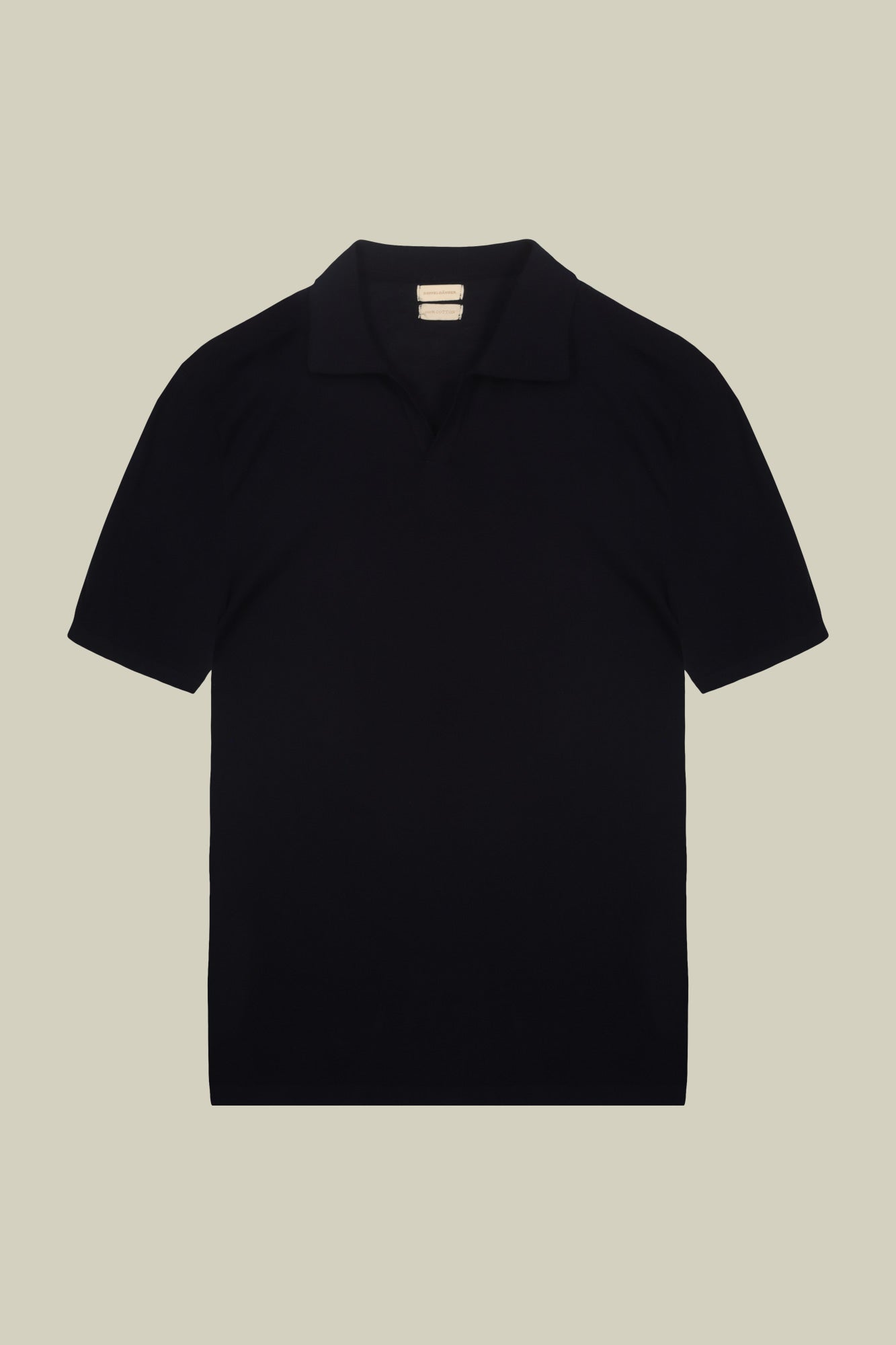 Men's 100% cotton crepe short-sleeved knitted polo shirt with derby collar