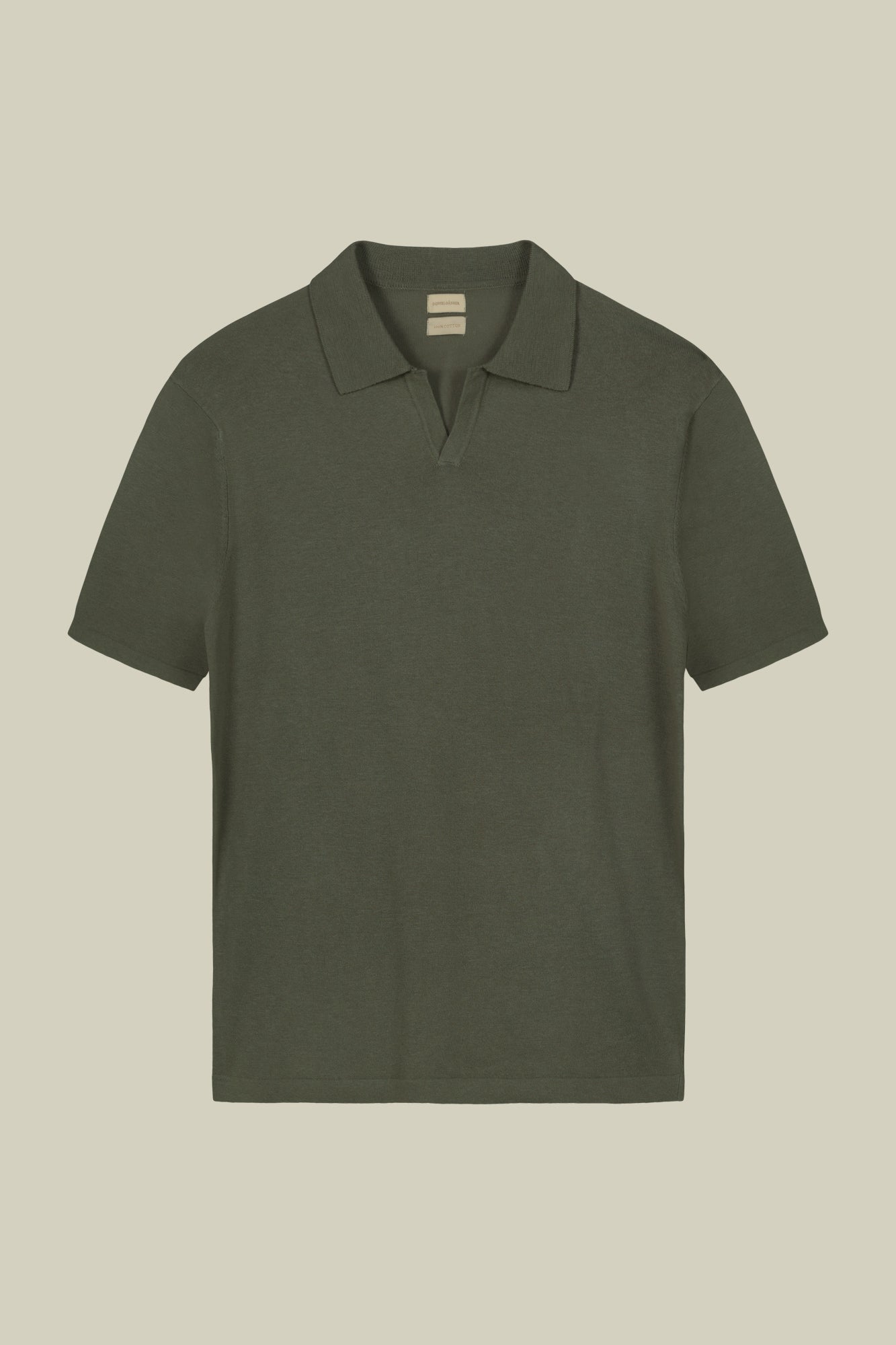 Men's 100% cotton crepe short-sleeved knitted polo shirt with derby collar