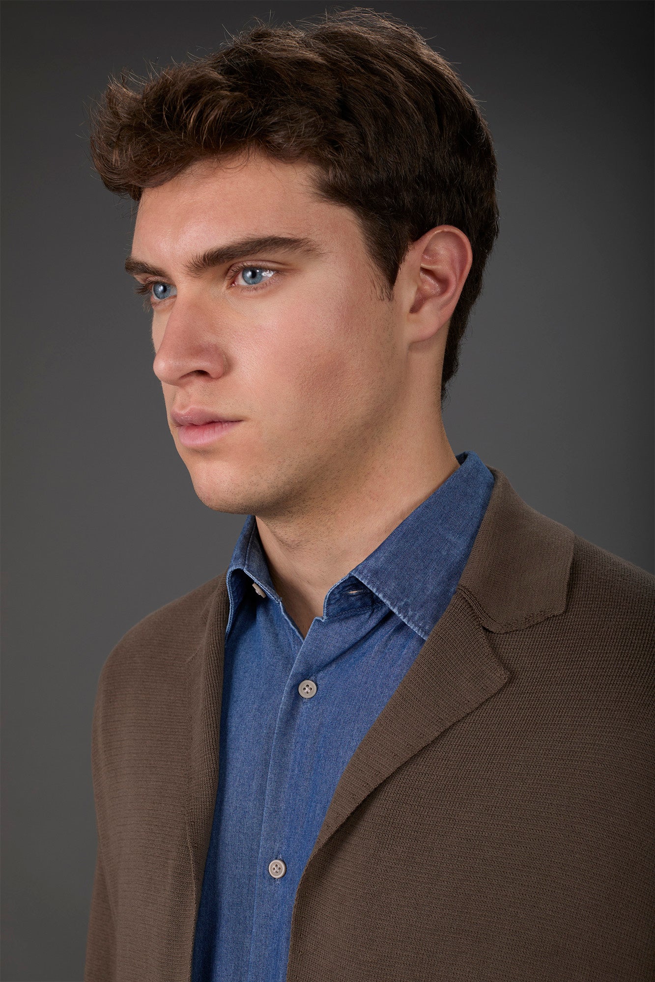 Men's cardigan with patch pockets, 100% cotton milano rib knit