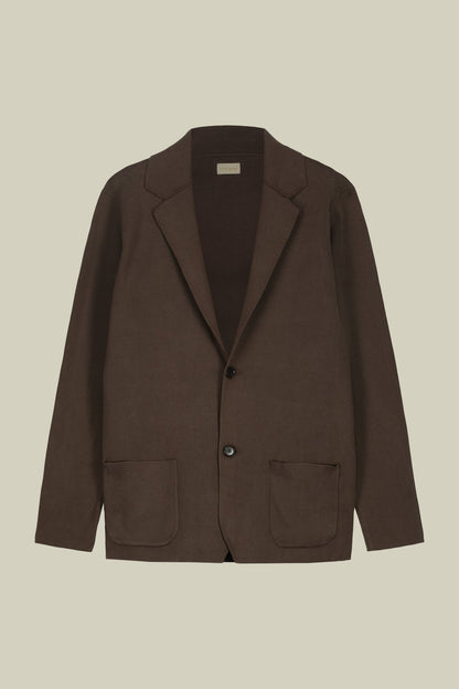 Men's cardigan with patch pockets, 100% cotton milano rib knit