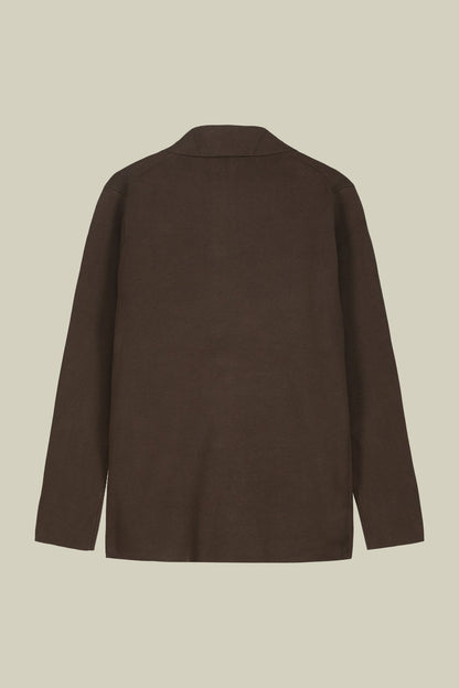 Men's cardigan with patch pockets, 100% cotton milano rib knit