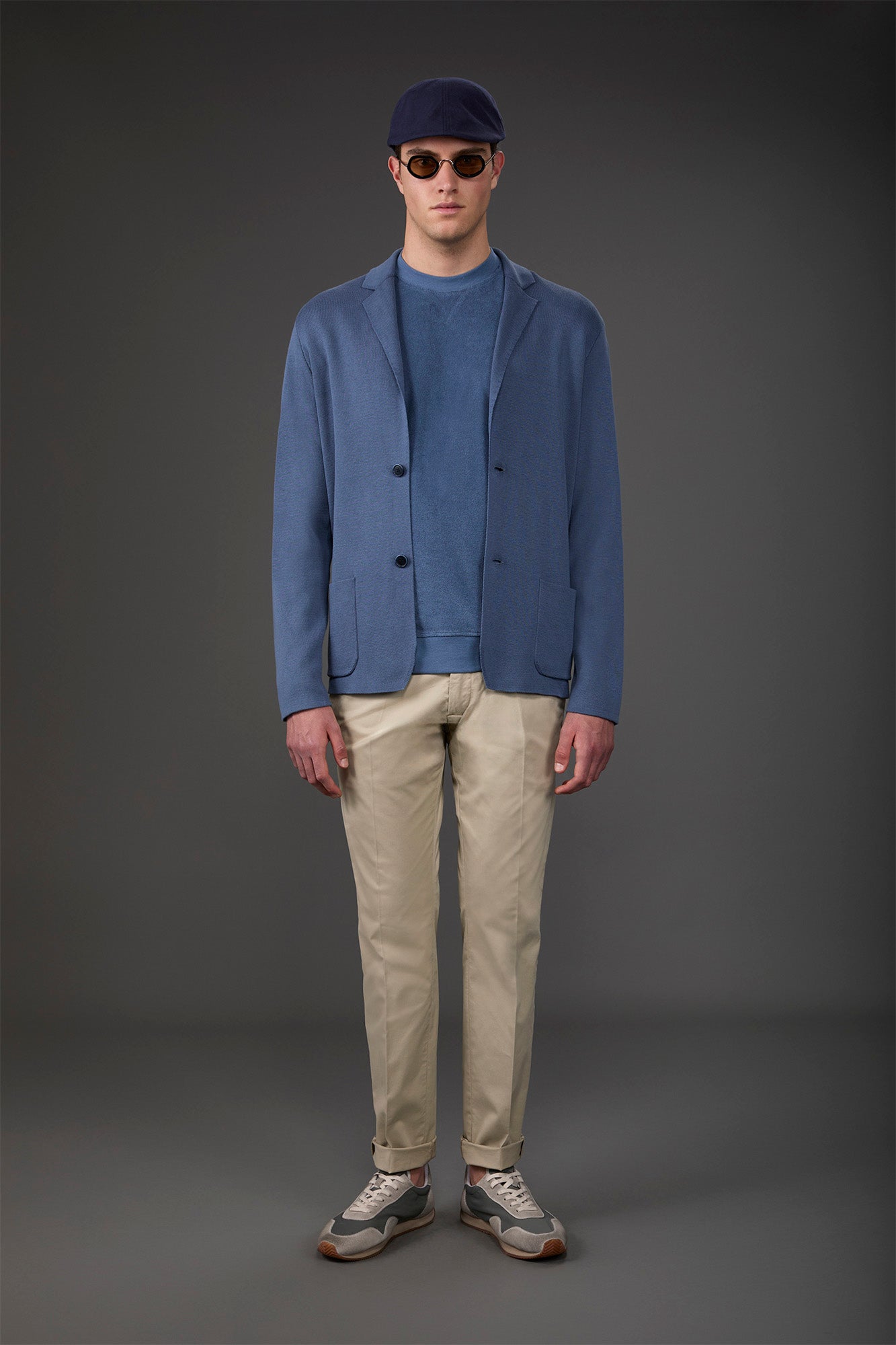 Men's cardigan with patch pockets, 100% cotton milano rib knit