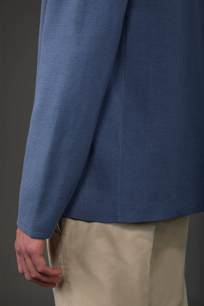 Men's cardigan with patch pockets, 100% cotton milano rib knit