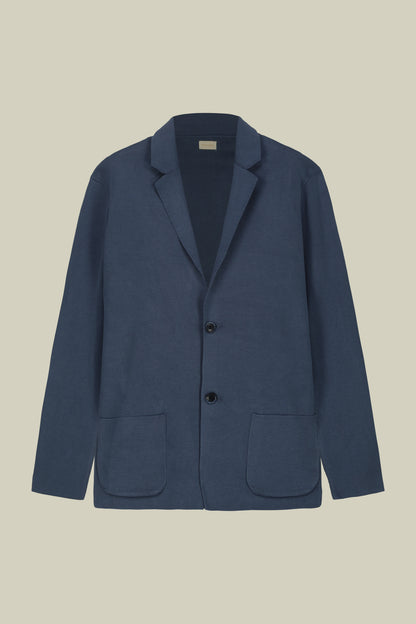 Men's cardigan with patch pockets, 100% cotton milano rib knit