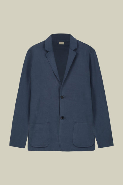 Men's cardigan with patch pockets, 100% cotton milano rib knit