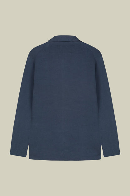 Men's cardigan with patch pockets, 100% cotton milano rib knit