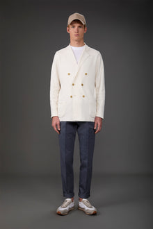 Men's cardigan with patch pockets, 100% cotton milano rib knit