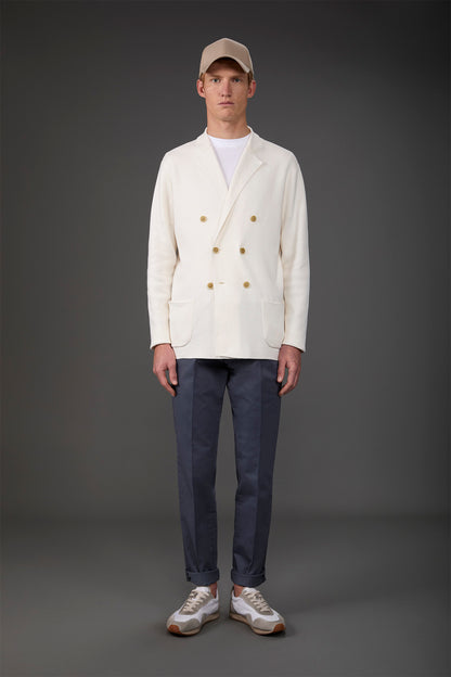 Men's cardigan with patch pockets, 100% cotton milano rib knit