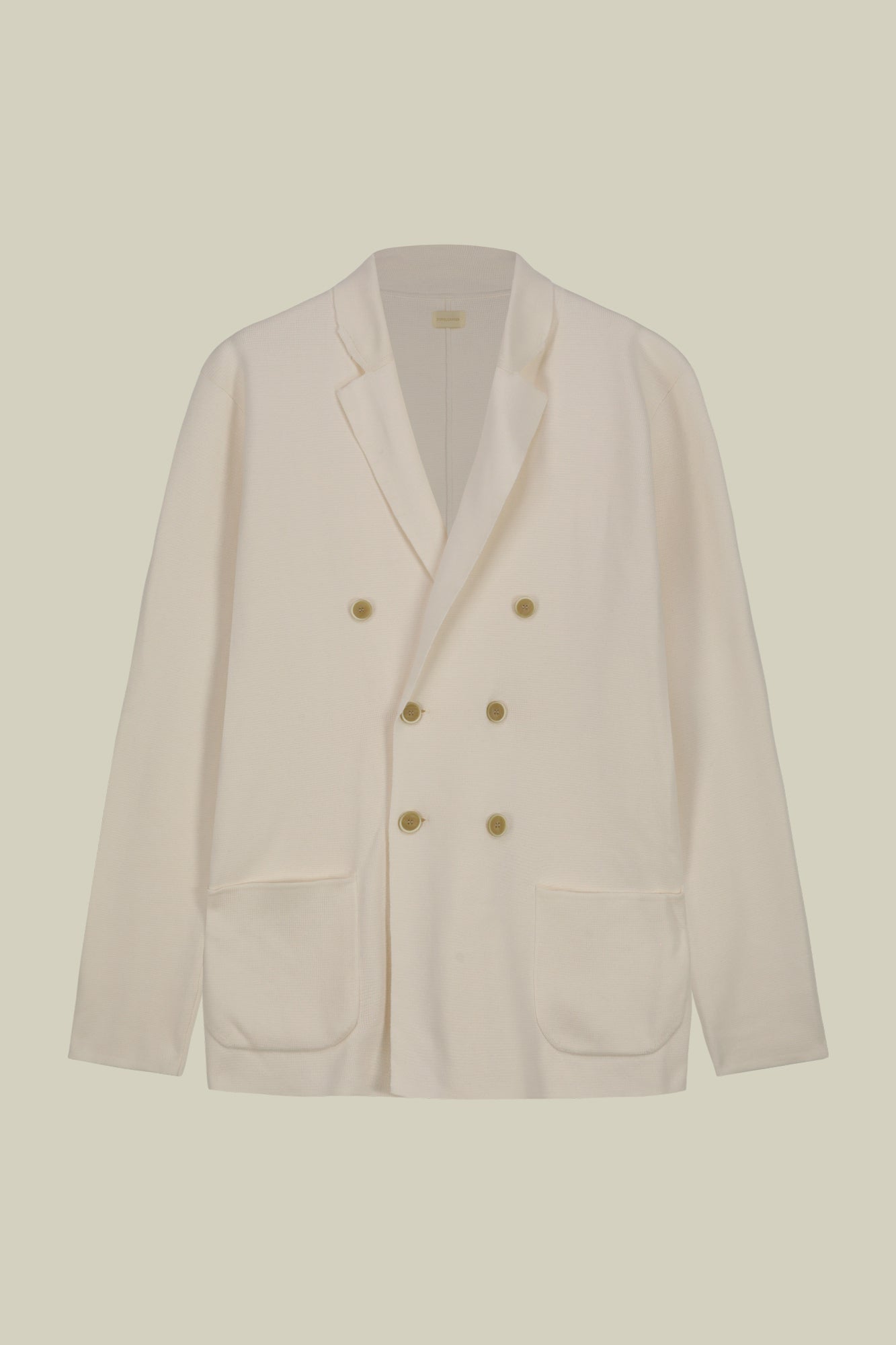 Men's double-breasted cardigan with patch pockets, 100% cotton milano rib knit