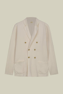 Men's double-breasted cardigan with patch pockets, 100% cotton milano rib knit