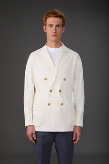 Men's cardigan with patch pockets, 100% cotton milano rib knit