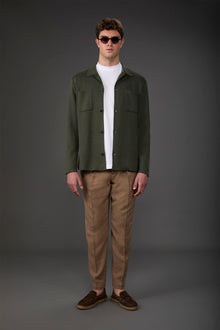Men's shirt jacket with patch pockets, 100% cotton milano rib knit