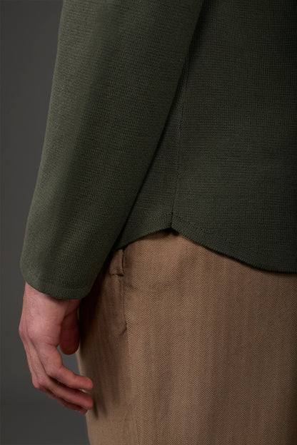 Men's shirt jacket with patch pockets, 100% cotton milano rib knit