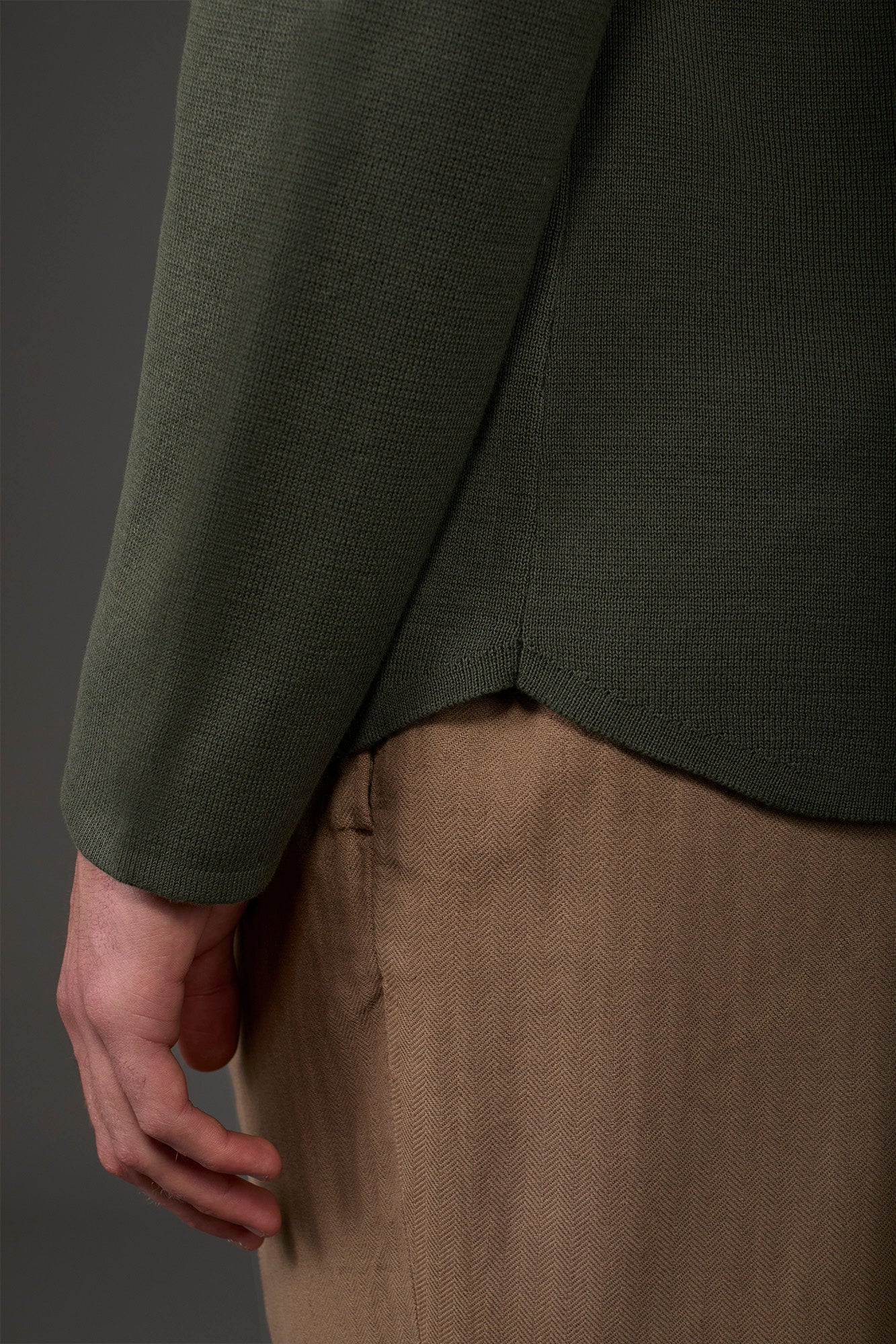 Men's shirt jacket with patch pockets, 100% cotton milano rib knit