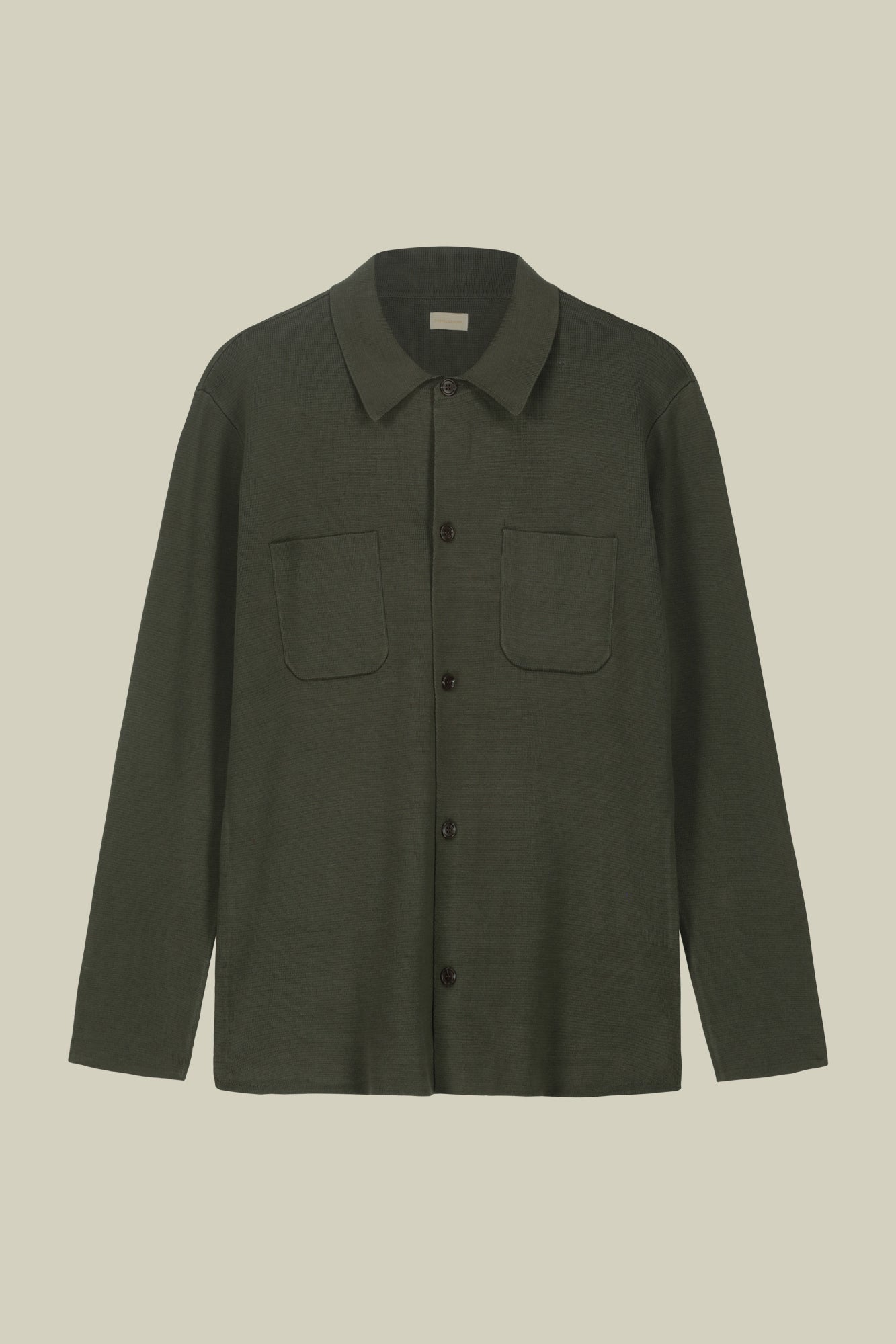 Men's shirt jacket with patch pockets, 100% cotton milano rib knit