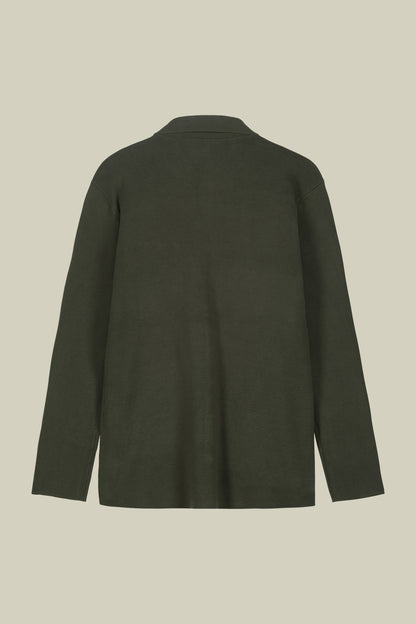 Men's shirt jacket with patch pockets, 100% cotton milano rib knit