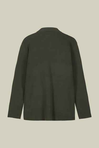 Men's shirt jacket with patch pockets, 100% cotton milano rib knit