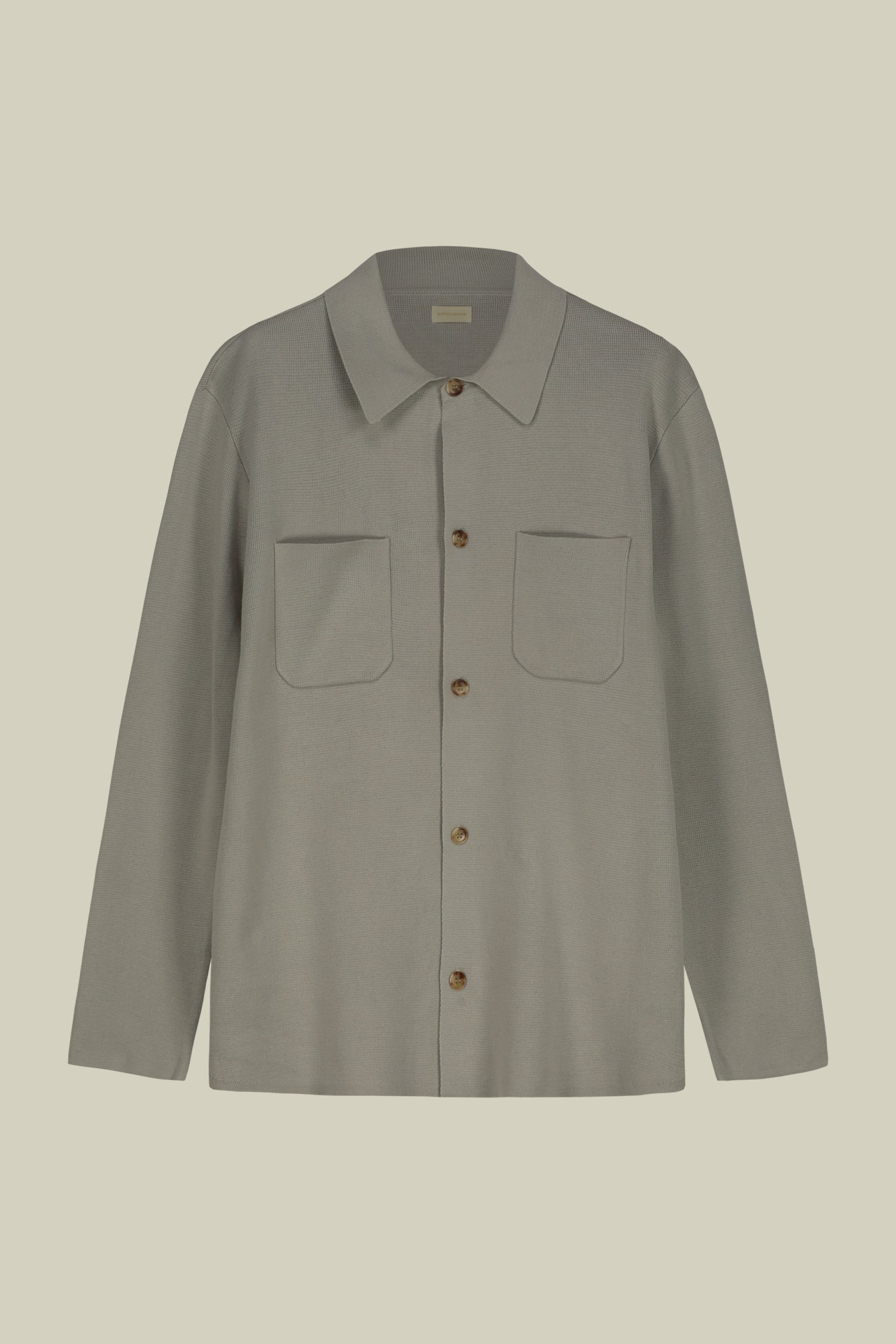 Men's shirt jacket with patch pockets, 100% cotton milano rib knit