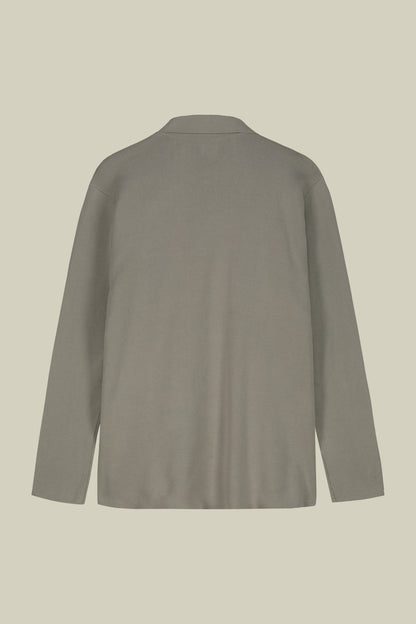 Men's shirt jacket with patch pockets, 100% cotton milano rib knit