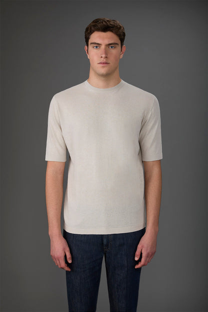 Men's 100% cotton crepe knitted T-Shirt with short sleeves