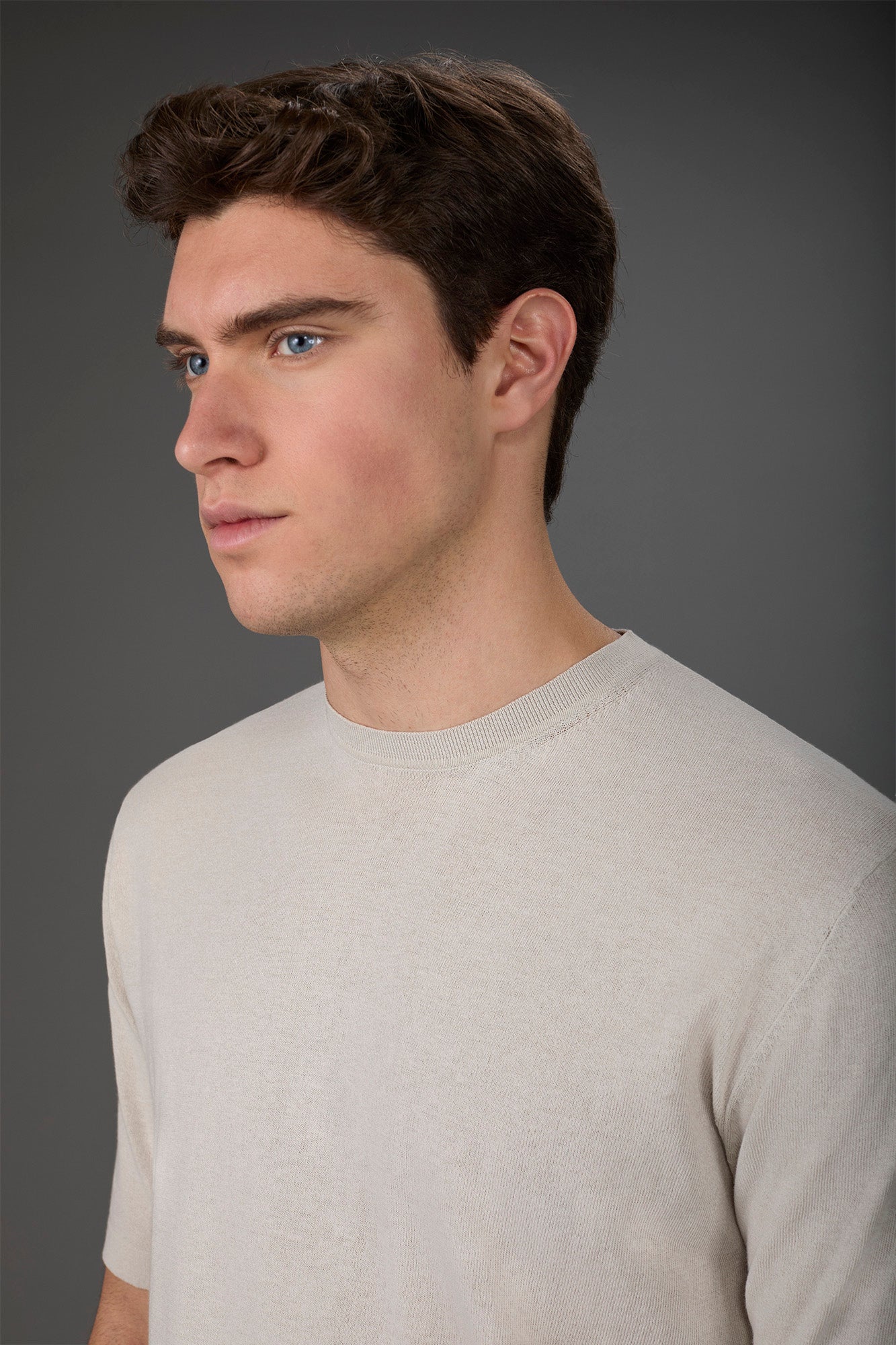 Men's 100% cotton crepe knitted T-Shirt with short sleeves