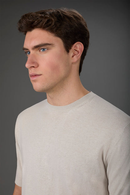 Men's 100% cotton crepe knitted T-Shirt with short sleeves