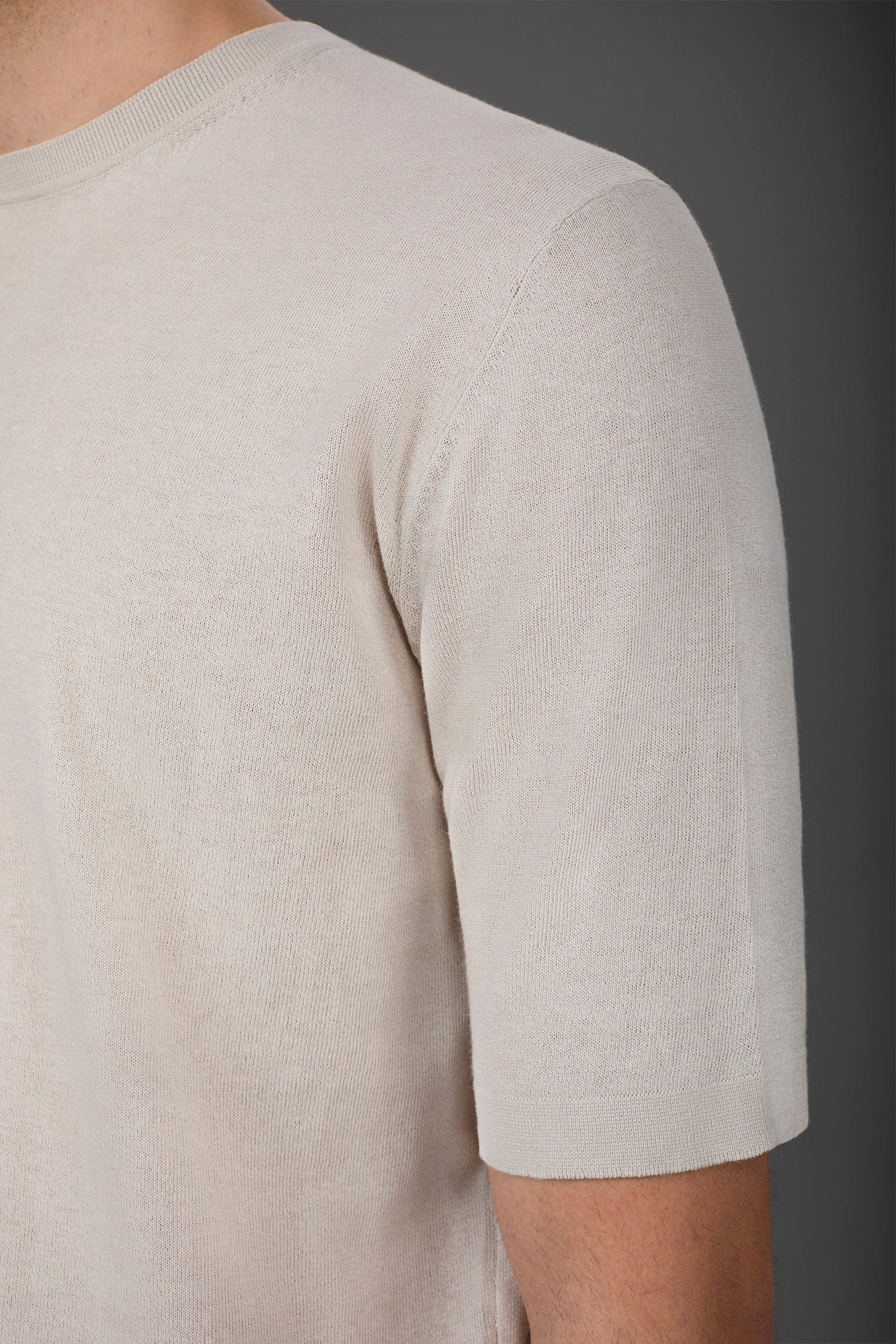 Men's 100% cotton crepe knitted T-Shirt with short sleeves